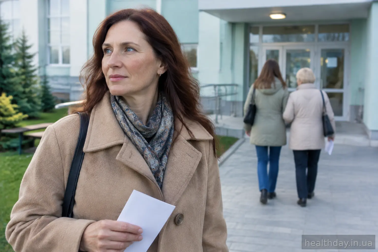Донька супроводжує матір до кабінету для додаткових обстежень після відхилення від норми