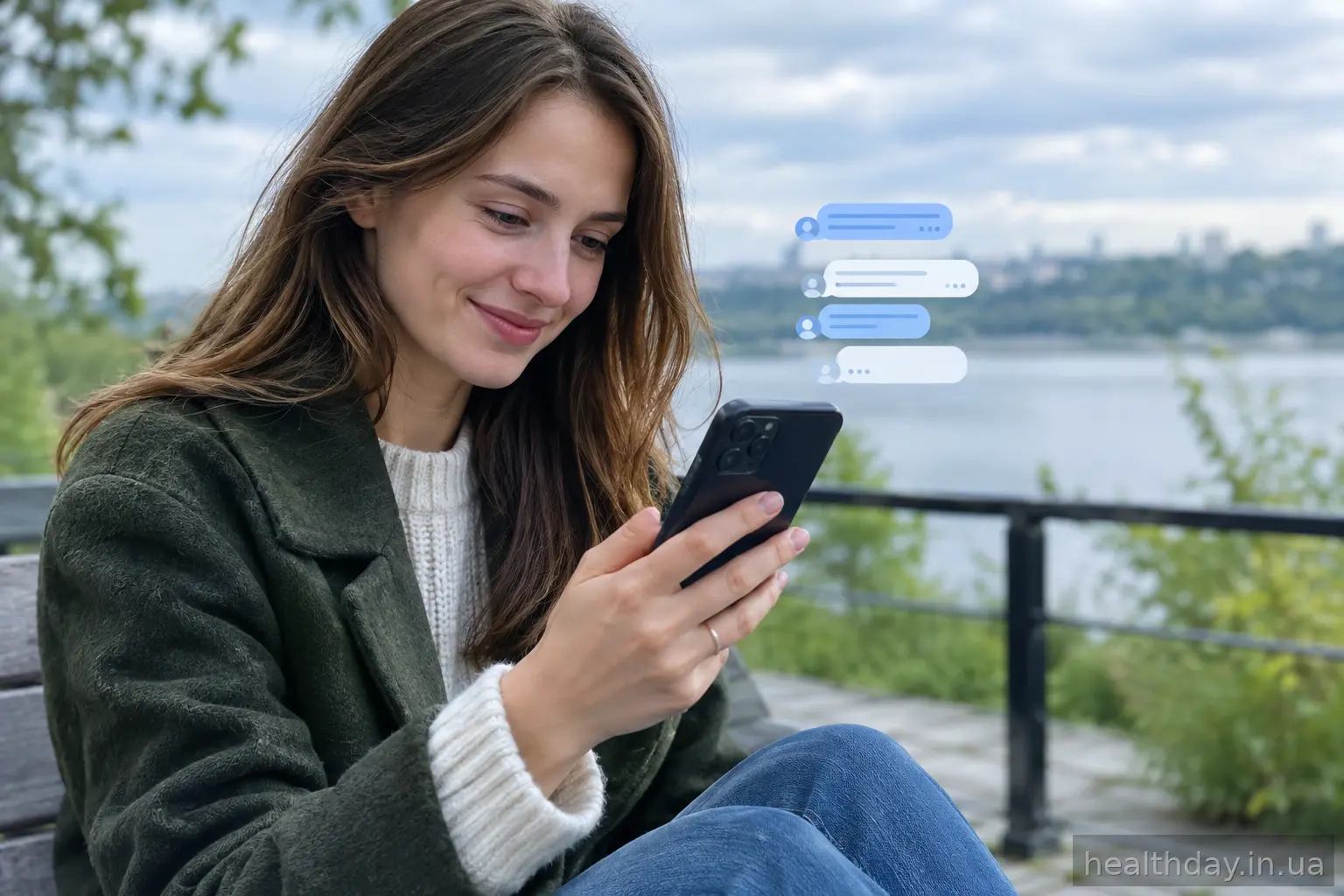 Смартфон із повідомленням і чашка чаю на затишному дивані