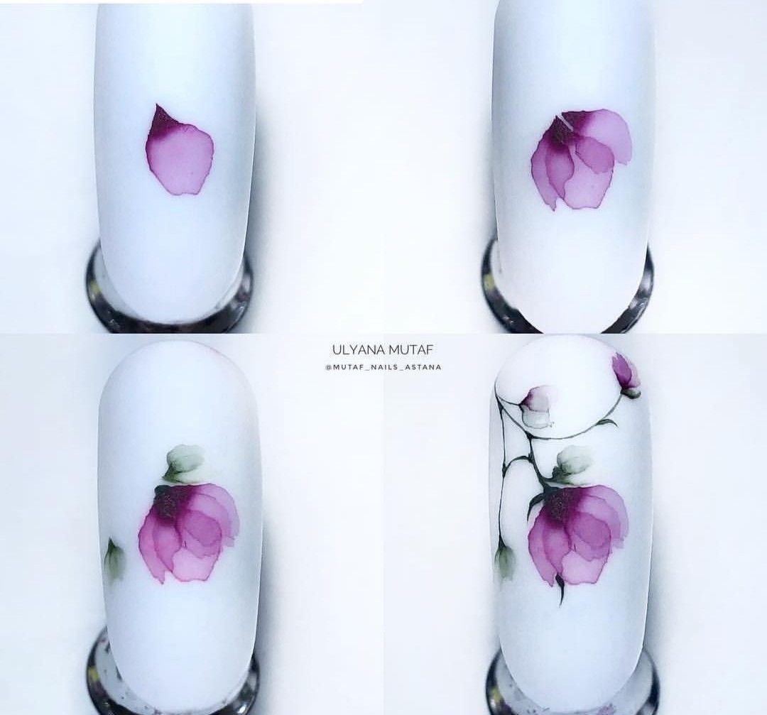 Акварель на нігтях покроково