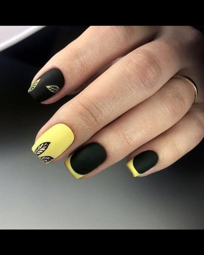 Жовтий чорний манікюр - 63 фото