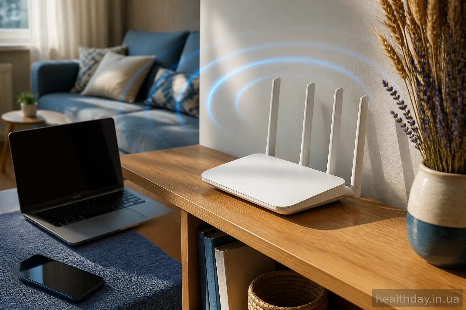 Wi-Fi маршрутизатор у житловій кімнаті